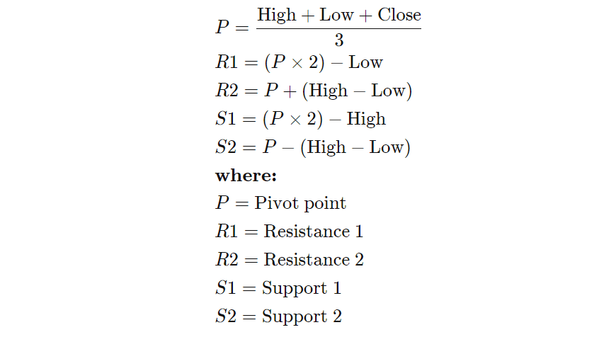 فرمول محاسبه نقاط پیوت