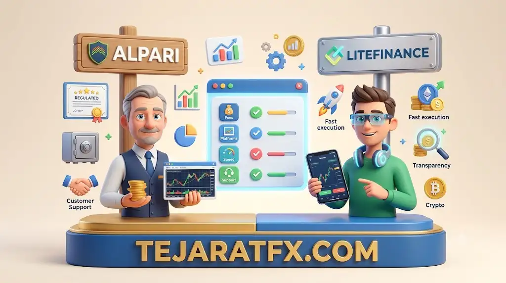 مقایسه ویژگی های مختلف بروکر آلپاری با لایت فایننس
